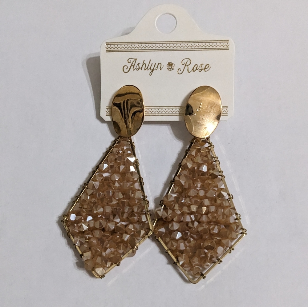 NWT Gold Beaded Drop Dangle Earrings